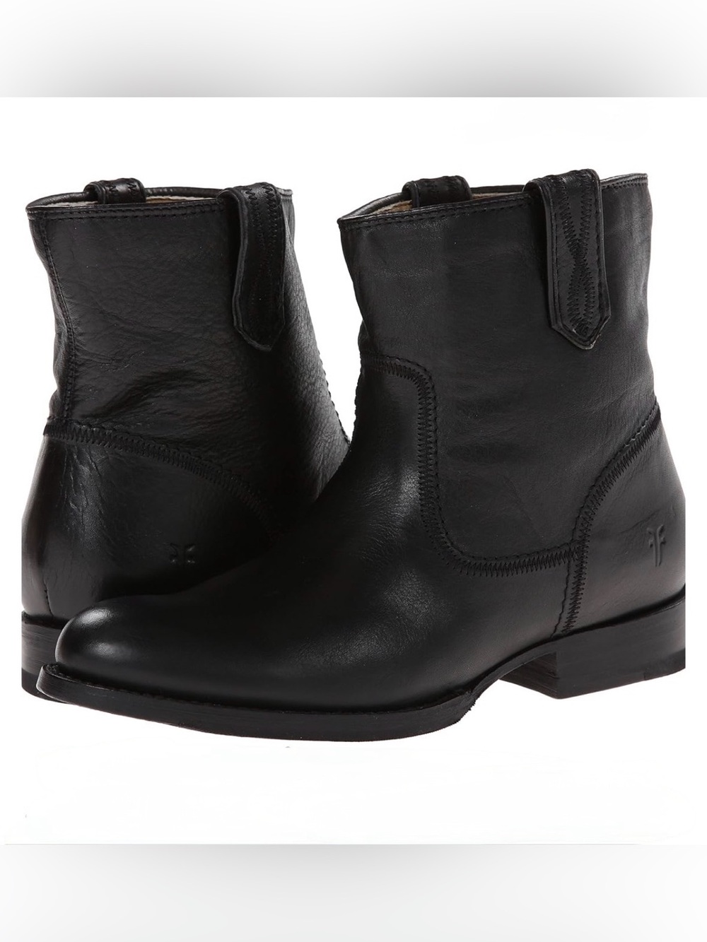Frye Jamie Stitch Short Black Leather Western Ankle Boots Women’s 7.5